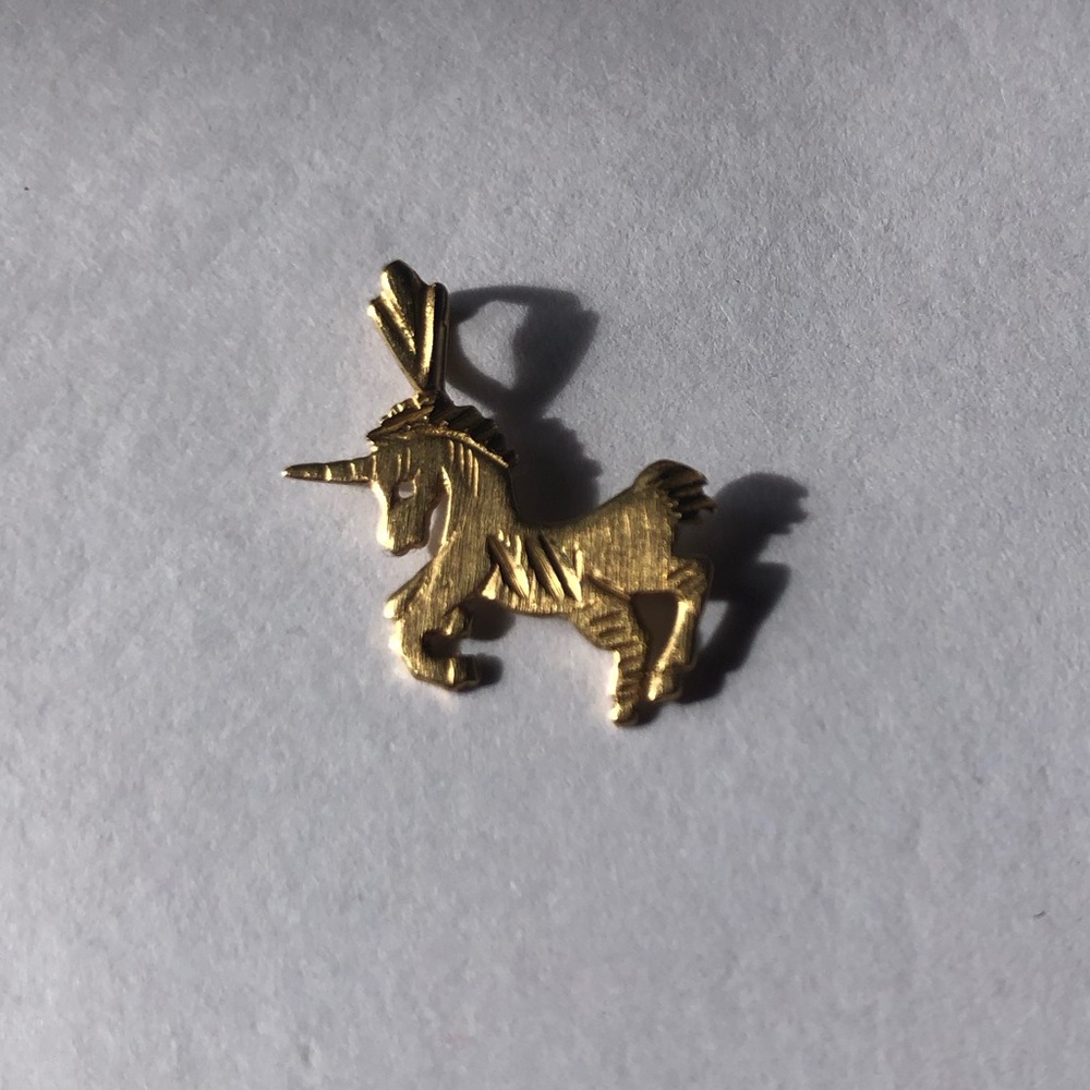 Vintage Unicorn Charm 14K Gold